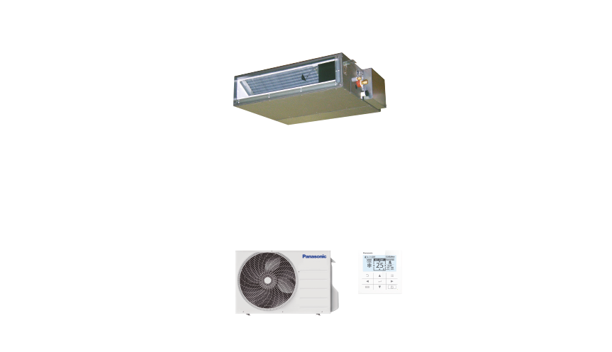 Aparat de aer conditionat Panasonic Presiune statică scăzută Ascundere invertor de distanță, 2,5 kW, R32